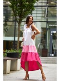 Asymmetrisches Kleid in Rosa und Amaranth FG648